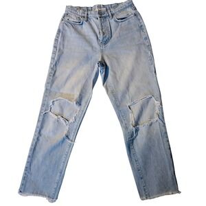 BDG Urban Outfitters Light Wash Distressed Button Fly Slim Straight Jeans‎ Sz 28